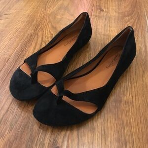 Elizabeth and James Black Suede Flats